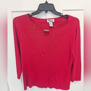 Style & Co Woman 1X Red Top with Rhinestone Neckline Detail